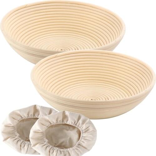 2x12inch Large Round Banneton Bread Proofing Basket Bread Baking Mould Mold Dough Proving Fermentation Basket Cloth Liner Cover