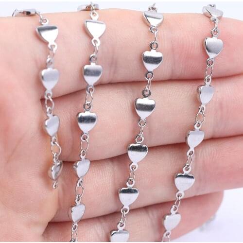 2 meters small heart charm necklace chains for jewelry making diy stainless steel