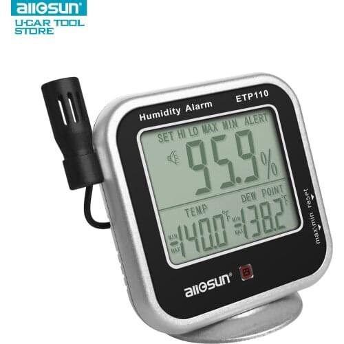Digital Indoor Thermo-Hygrometer Humidity and Temperature Monitor Alarm large LCD display Dew Point Tester All Sun ETP110