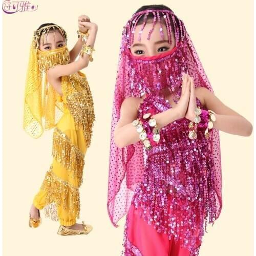 Belly Dance Costume Set Kids Child Belly Dancing Clothes For Girl Children Bellydance Bollywood Dance Wear 4 Colors for Chosen
