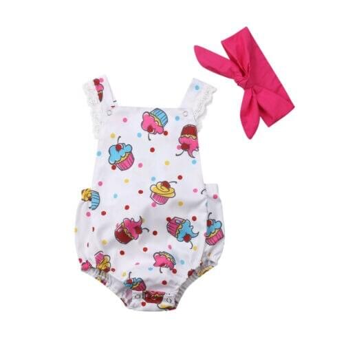 Girl Clothes Cute Baby Girls Bowknot Sleeveless Bodysuit Jumpsuit Headband Outfit Sunsuit Summer
