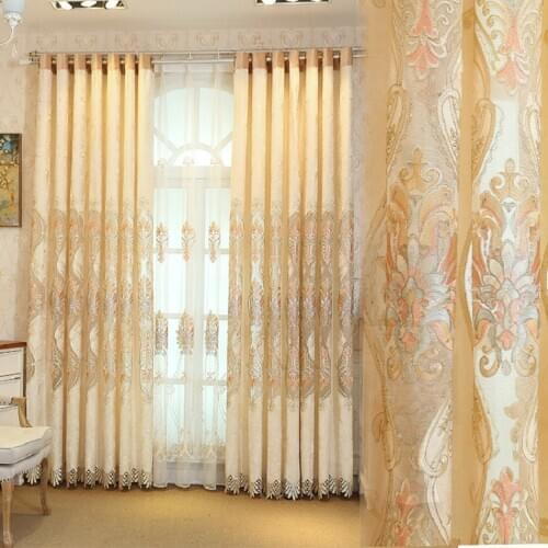 European Damask Curtains For Living Room Luxury Jacquard Blind Drapes Window Panel Fabric Curtain For Bedroom Shading 70% Custom