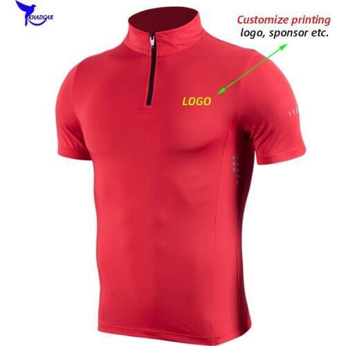 Customize LOGO Running T Shirt Men Quick Dry Stretch Sport Compression Shirts Stand Collar Top Tee Fitness Golf Tennis Clothing