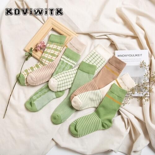 Lattice Striped Cotton socks women square Fashion Casual short ladies black sock Harajuku girls Funny Solid Grid womens Warm sox