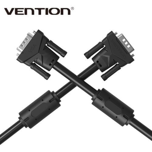 1.5m Vention Brand VGA to VGA Flat Cable Male to Male Black Braided Shielding for PC HDTV VGA Video Projector Extension cable