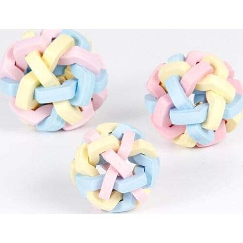Colorful Handmade Bell Ball Pet Toy Macaron Cat Toy Bouncing Ball Rubber Toy Ball for small dogs puppy toys small dog ball