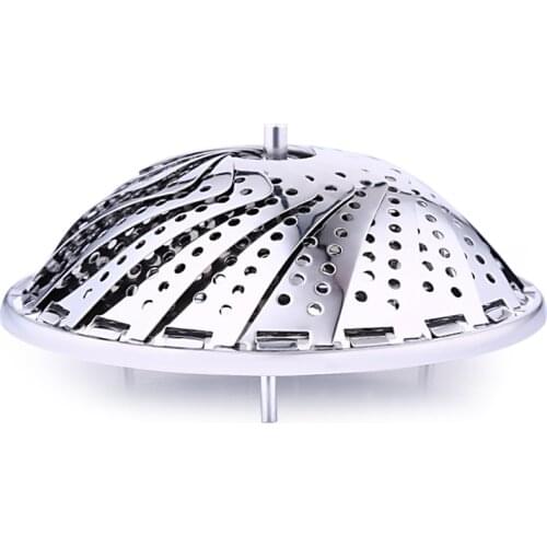 Kitchen stainless steel steamer folding steamed buns steamed buns bamboo mat retractable fruit basket