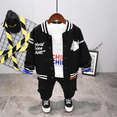 Baby Boys Clothing Children Spring Autumn Boys Clothes Casual Fashion Coat+T-Shirt+ Pants 3PCS Sport Suits Kids Boy Clothing Set