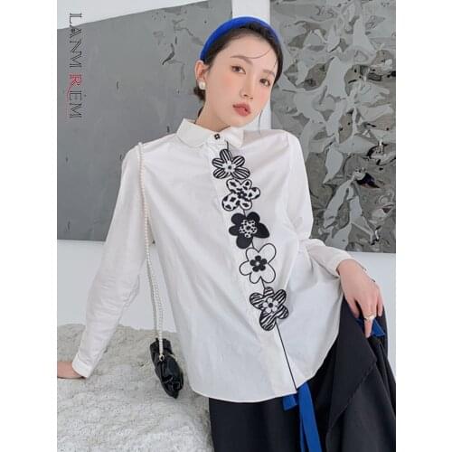 LANMREM Women's Shirts With Embroidery