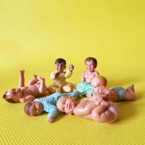 6 baby/miniatures/lovely cute/fairy garden gnome/moss terrarium decor/crafts/bonsai/diy doll house/figurine/statue