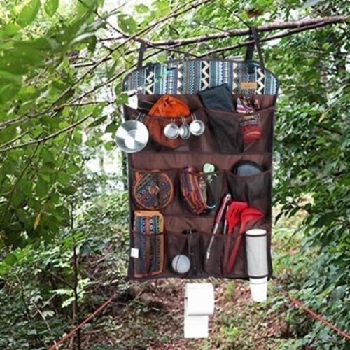 Outdoor Multi-function Storage Bag Portable Tent Picnic Bags Wall Storage Hanging Bag Rear Storage Mesh Bag For Hiking Camping