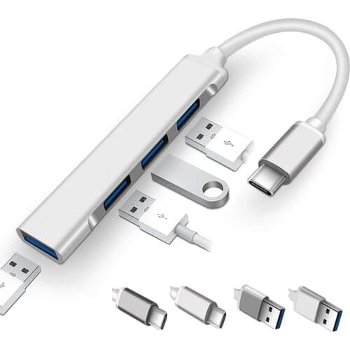 4 Ports Multi Splitter Adapter OTG Type-C to USB 2.0 USB 3.0 Converter Adapter USB Hub For Xiaomi Macbook Samsung Huawei Laptop