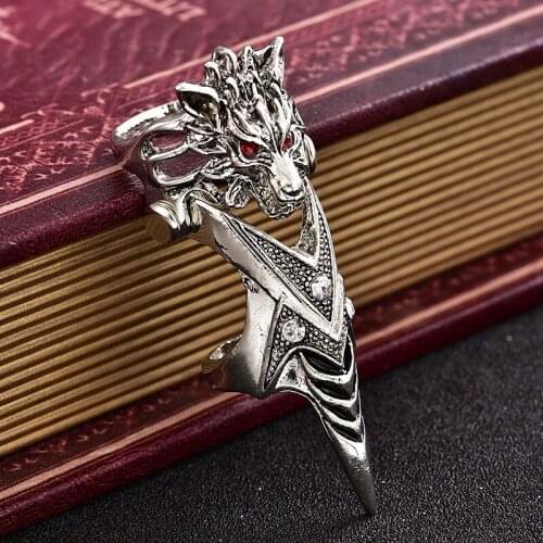 Mens Fashion Punk Wolfs Head Rings Rock Knuckle Full Finger Ring