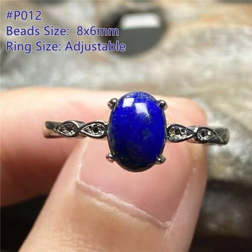 Genuine Natural Blue Lapis Ring For Woman Lady Crystal Love Gift 8x6mm Oval Beads Gemstone Adjustable Finger Ring Jewelry AAAAA