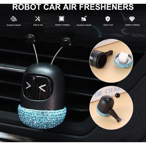 New Car Robot Car Air Fresheners Aromatherapy Perfume With Clip Car Bling Rhinestone Interior Decoration Accessories Gifts