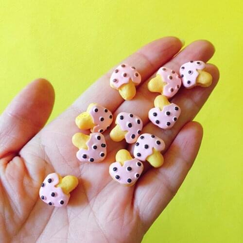 NEW~10 pcs mushroom cookies/miniatures food/lovely cute/fairy garden gnome/moss terrarium decor/bonsai/figurine/doll house decor