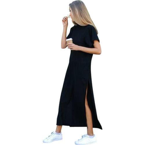 CDJLFH Black Fashion Dress Women Beach High Quality Casual Ukraine Vintage Linen Boho Party Long Dress Bodycon Dresses