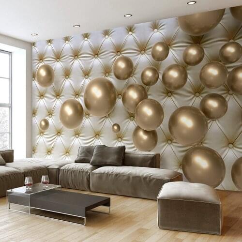 Custom 3D Photo Wallpaper Modern 3D Stereoscopic Golden Ball Soft Pack Background Large Wall Painting Living Room Bedroom Mural