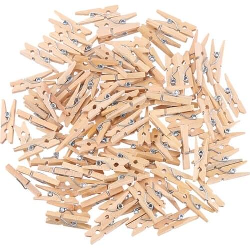 100 PCS Mini Wood Clip DIY Wendding Party Photo Wall Background Decor Clothespin Craft Clips Pegs 25mm Natural Wooden Clamp