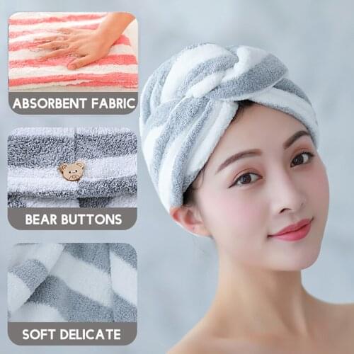Multicolor Striped Towels Women Bathroom Shower Dry Hair Towel Quick Drying Microfiber Towel Household Daily Necessities