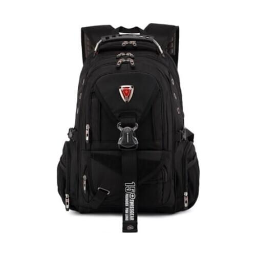 Men 17 Inch Laptop Backpacks Travel Rucksack Female Vintage School Bags Casual Bagpack Mochila Swiss Waterproof Oxford Solid Bag