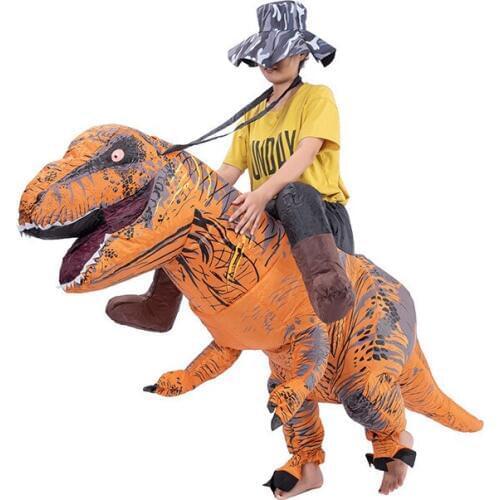 T-REX Dinosaur Cosplay Halloween Inflatable Dinosaur Mounted Tyrannosaurus Rex Holiday Costume Inflatable Funny Costume