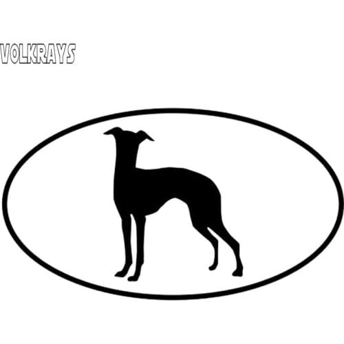 Volkrays Creative Car Sticker Italian Greyhound Dog Accessories Reflective Waterproof Vinyl Decal Black/Silver,6cm*12cm