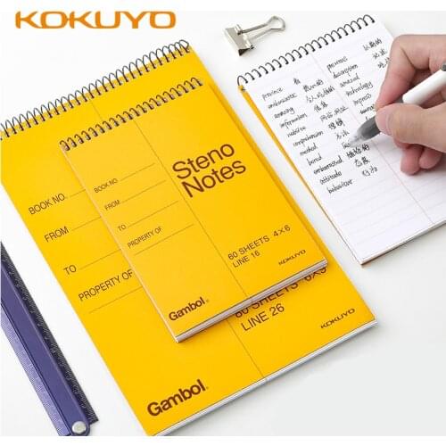 KOKUYO Gambol Steno Notes Spiral Coil Notebook WCN-S6090 Portable Shorthand A5 80 Sheets A6 60 Sheets Double-sided Writting