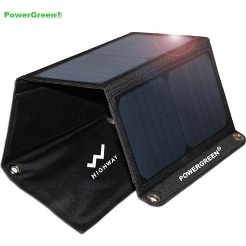 PowerGreen Flexiable Solar Charger 21 Watts 5V 2A Solar Panel Battery Backpack Solar Power Bank for 5V Devices