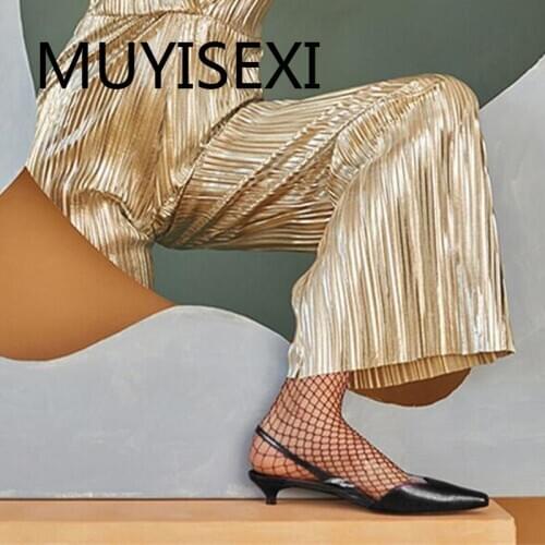 Pointe toe 3cm low heels woman buckle straps career office party concise elegant breathable cozy daily wear pump HL234 MUYISEXI