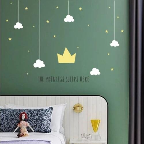 Star Cloud Crown Pendant wall stickers baby kids room decoration bedroom wallpaper home decor decals Cartoons pattern stickers