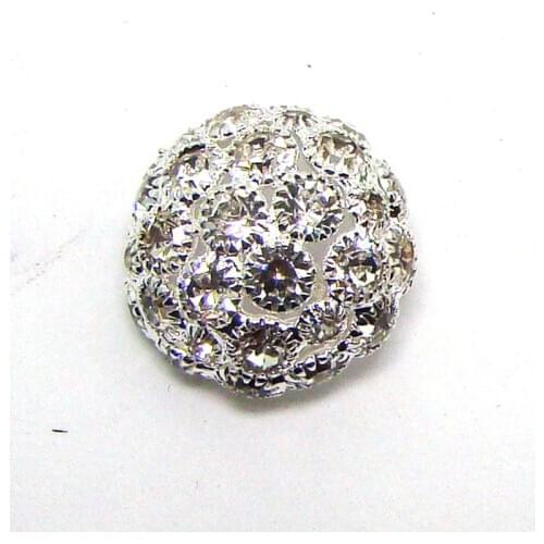 New silver crystals 20mm fancy semi-circle costume wedding gift ornament shank button accessories 12pcs lot