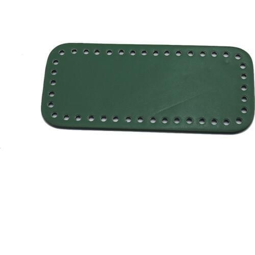 18x8cm Bottom for Knitting Bag Patent Leather Bag Accessories Rectangle Bottom with Holes Green Bag Leather Bottoms For Handbag