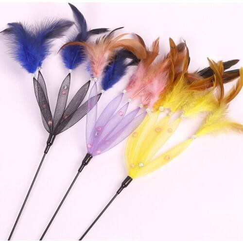 3PCS Cat Teaser Wand Interactive Funny Fashion Cat Feather Toy Cat Training Toy