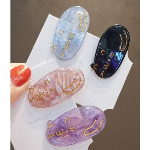 5 colors Lovely Cat Animal Hair clip girls Kids Acrylic Cat Hair pins Hair accessories