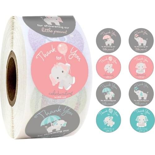 500pcs Elephant Thank You Stickers Seal Label for Small Shop Wedding Baking Envelope Stationery Sticker