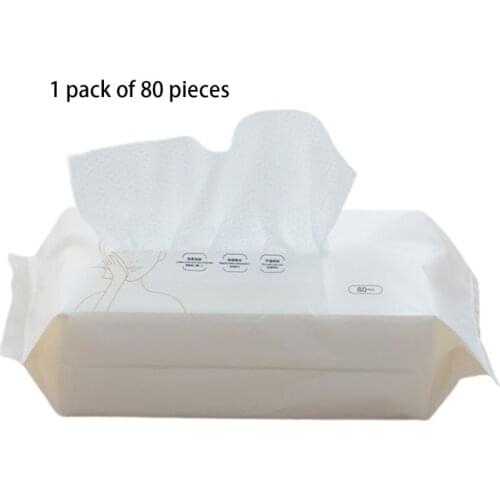 80pcs/pack Disposable Cotton Face Tissue Towel Wipes Makeup Remover Facial Cleansing Washcloth Pearl Home Travel Wet Dry
