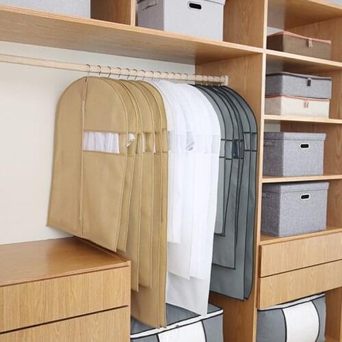 Perspective Non-woven Clothing Covers Suit Bag Clothes Moisture Dust cover Home Wardrobe Closet Organizer Hanging Clothing