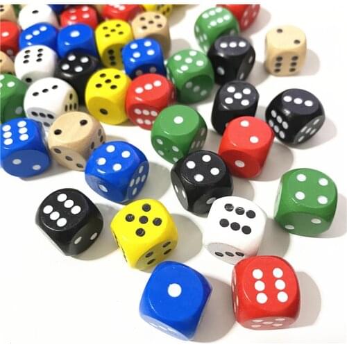 10pcs Wood Dice D6 Sided Dice 16mm Digital number or point Cubes Round Corner For Kid Toys Board Games