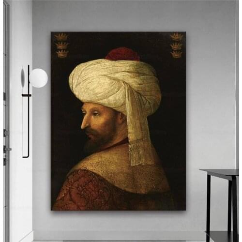 Fatih Sultan Mehmet Figure Art Portrait Canvas Painting Wall Prints Posters Wall Pictures for Living Room Home Wall Cuadros