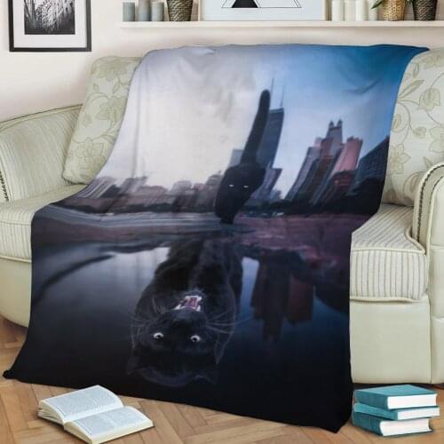 Black Cat Black Panther Flannel Throw Blanket 3D Printed Keep Warm Sofa Child Blanket Home Decor Textiles Dream Family Gift