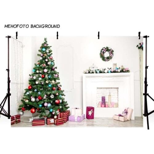 Photography Backdrops Christmas Background Fireplace Tree Winter Snow Window Interior Baby Birthday Background For Photo Studio
