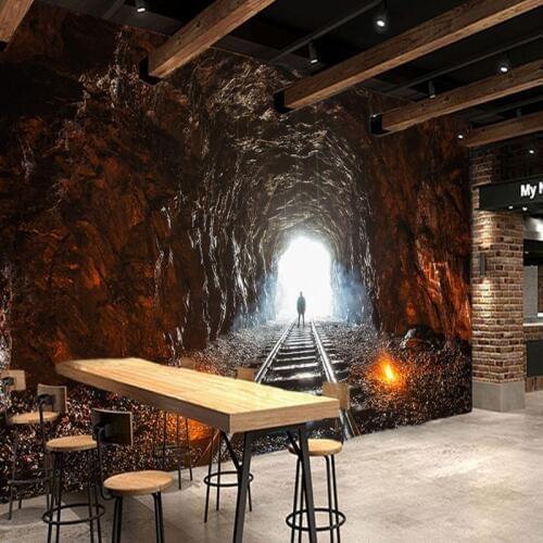 Photo wallpaper Shocked 3D Space Extended Cave Tunnel Background Wallpaper Bar KTV Mural Restaurant Wallpaper
