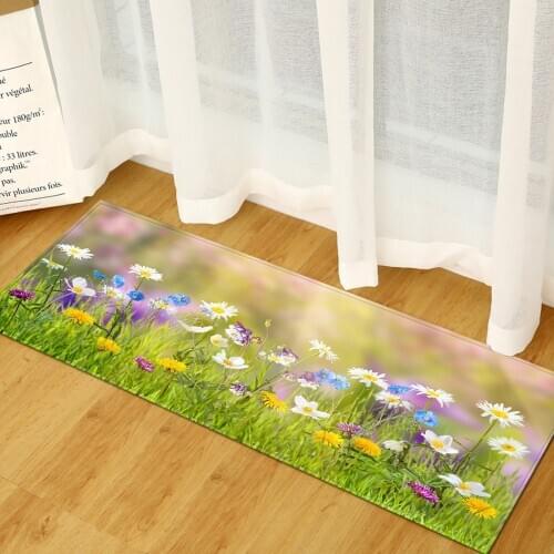 Kitchen Carpet Home Bedroom Entrance Doormat Hallway Balcony Floor Mat Landscape Pattern Bathroom Non-Slip Water Absorption Rug