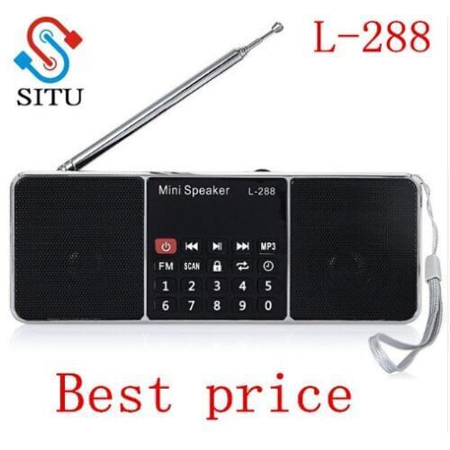 L-288 Mini Portable FM Radio Speaker Stereo Music Player with TFCard USB Disk LCD Screen Volume Control Rechargeable Loudspeaker