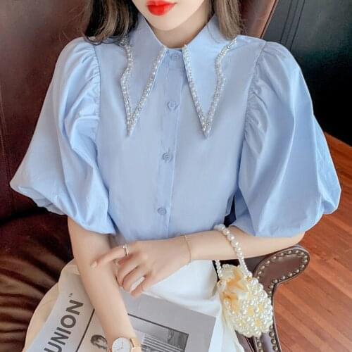 Summer short-sleeved shirt women 2021 new Korean style temperament western style design sense niche loose shirt shirt casual