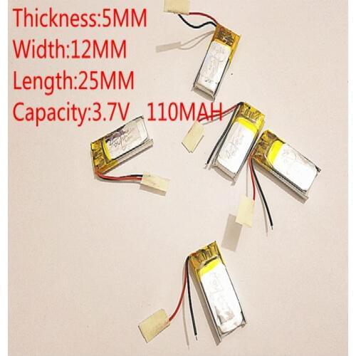 3.7V 110mAh 501225 Lithium Polymer Li-Po li ion Rechargeable Battery cells For Mp3 MP4 MP5 GPS mobile bluetooth