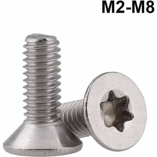 M2 M2.5 M3 M4 M5 M6 M8 304 Stainless Steel Six Lobe Bolt Six-Lobe Torx Countersunk Flat Head Screw L=4-60mm
