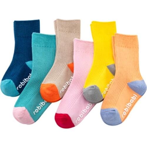 Baby Newborn Girls Boys Patchwork Socks Infant Toddler Cotton Soft Autumn Non Slip Mid Tube Socks 1-3