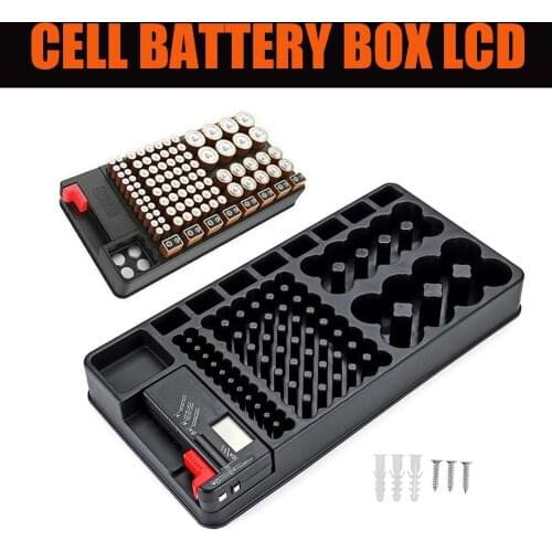New 98 Grids Battery Storage Organizer Holder Tester Battery Caddy Rack Case Box Including Battery Checker For AA AAA D C 9V